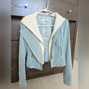 Cherrykoko Korean faux suede mint moto jacket